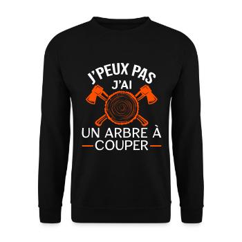 J'peux pas j'ai un arbre à couper. Humour bûcheron - Sweat-shirt Unisexe - noir - Devant - Alina (178cm) & Michal (187cm)
