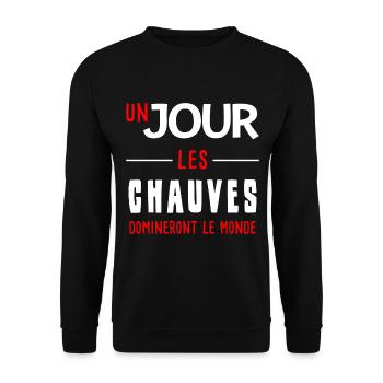 un jour les chauves domineront le monde. Humour - Sweat-shirt Unisexe - noir - Devant - Alina (178cm) & Michal (187cm)