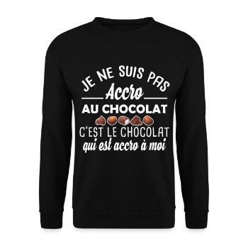 je ne suis pas accro au chocolat. Humour sucrerie - Sweat-shirt Unisexe - noir - Devant - Alina (178cm) & Michal (187cm)