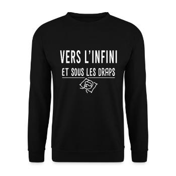 vers l'infini et sous les draps. Humour film culte - Sweat-shirt Unisexe - noir - Devant - Alina (178cm) & Michal (187cm)