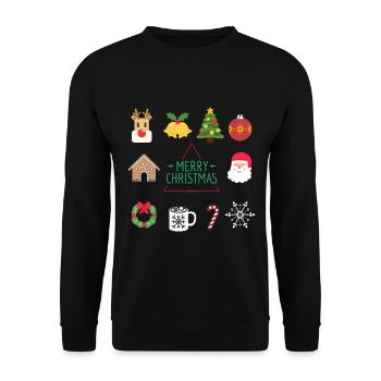 Fröhliche Weihnachten - Unisex Pullover - Schwarz - Vorne - Alina (178cm) & Michal (187cm)