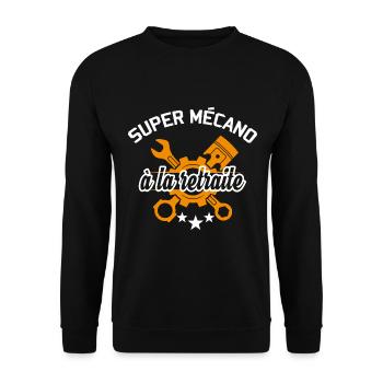 Super mécano à la retraite. Humour mécanicien - Sweat-shirt Unisexe - noir - Devant - Alina (178cm) & Michal (187cm)