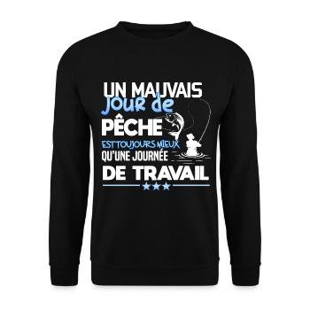 Un mauvais jour de pêche. Humour du pêcheur - Sweat-shirt Unisexe - noir - Devant - Alina (178cm) & Michal (187cm)