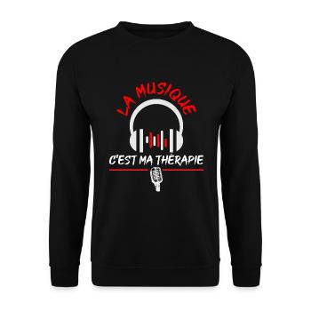la musique c est ma thérapie, humour passion - Sweat-shirt Unisexe - noir - Devant - Alina (178cm) & Michal (187cm)