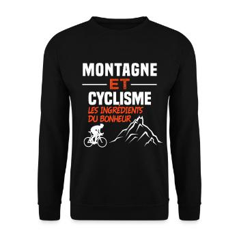 Montagne et cyclisme, les ingrédients du bonheur - Sweat-shirt Unisexe - noir - Devant - Alina (178cm) & Michal (187cm)