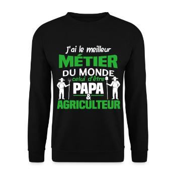 J'ai le meilleur métier du monde, papa agriculteur - Sweat-shirt Unisexe - noir - Devant - Alina (178cm) & Michal (187cm)