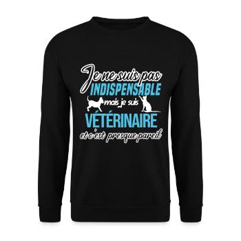 Je ne suis pas indispensable humour vétérinaire - Sweat-shirt Unisexe - noir - Devant - Alina (178cm) & Michal (187cm)