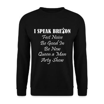 i speak breton. Humour Bretagne/Jeu de mots breizh - Sweat-shirt Unisexe - noir - Devant - Alina (178cm) & Michal (187cm)
