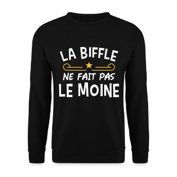 La biffle ne fait pas le moine humour. Humour noir - Sweat-shirt Unisexe - noir - Devant - Alina (178cm) & Michal (187cm)
