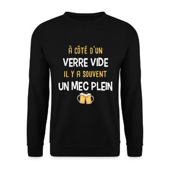 Humour alcool bière, jeu de mot idée cadeau fêtard - Sweat-shirt Unisexe - noir - Devant - Alina (178cm) & Michal (187cm)