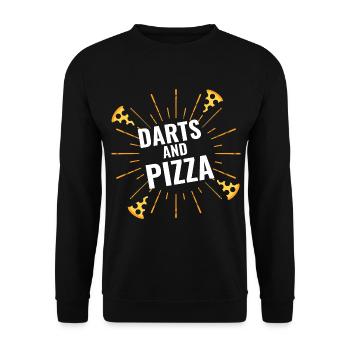 Darts & Pizza - Unisex Pullover - Schwarz - Vorne - Alina (178cm) & Michal (187cm)