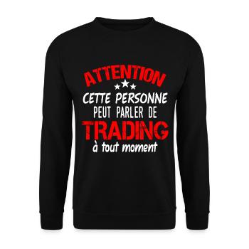 Humour trading bourse, économie, trader, cadeau - Sweat-shirt Unisexe - noir - Devant - Alina (178cm) & Michal (187cm)