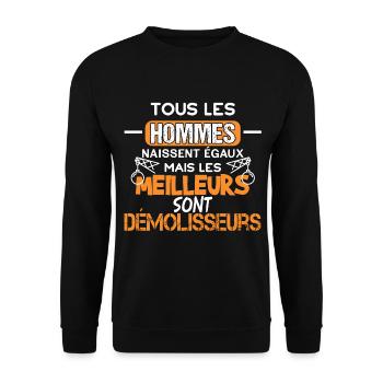 Tous les hommes démolisseur humour métier chantier - Sweat-shirt Unisexe - noir - Devant - Alina (178cm) & Michal (187cm)