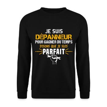 Dépanneur humour métier. Dépannage idée cadeau - Sweat-shirt Unisexe - noir - Devant - Alina (178cm) & Michal (187cm)