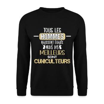 Cuniculteurs humour métier, élevage de lapin - Sweat-shirt Unisexe - noir - Devant - Alina (178cm) & Michal (187cm)