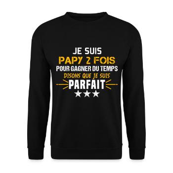 Papy parfait cadeau papy grand père fière - Sweat-shirt Unisexe - noir - Devant - Alina (178cm) & Michal (187cm)