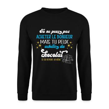 Humour chocolat, idée cadeau, bonheur et chocolats - Sweat-shirt Unisexe - noir - Devant - Alina (178cm) & Michal (187cm)