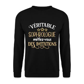 Sophrologue humour métier idée cadeau professions - Sweat-shirt Unisexe - noir - Devant - Alina (178cm) & Michal (187cm)