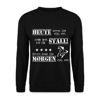 Pferde Reiten T-Shirt Pferdespruch - Unisex Pullover - Schwarz - Vorne - Alina (178cm) & Michal (187cm)