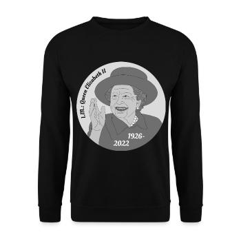 Tod Königin Elizabeth II - Unisex Pullover - Schwarz - Vorne - Alina (178cm) & Michal (187cm)