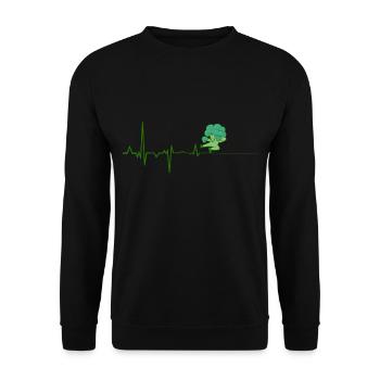 Broccoli Heartbeat Gift Vegan Vegetarian - Unisex Sweatshirt - black - Front - Alina (178cm) & Michal (187cm)