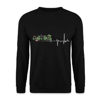 Gartenarbeit Herzschlag Gärtner Garten Pflanzen - Unisex Pullover - Schwarz - Vorne - Alina (178cm) & Michal (187cm)
