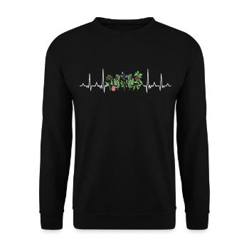 Gartenarbeit Herzschlag Gärtner Garten Pflanzen - Unisex Pullover - Schwarz - Vorne - Alina (178cm) & Michal (187cm)