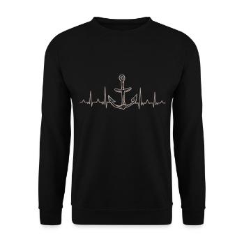 Anker Kapitän Küste Norden Hafen Schiff Boot - Unisex Pullover - Schwarz - Vorne - Alina (178cm) & Michal (187cm)