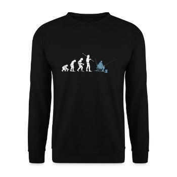 Angeln Angler Angelausflug Fischen Angelrute - Unisex Pullover - Schwarz - Vorne - Alina (178cm) & Michal (187cm)