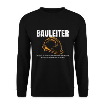 Baubeginn Helm Geschenke Bauleiter Bauherren Haus - Unisex Pullover - Schwarz - Vorne - Alina (178cm) & Michal (187cm)