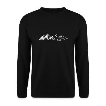 Mountains moon mountain gift trip surfing travel - Unisex Sweatshirt - black - Front - Alina (178cm) & Michal (187cm)