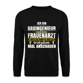 Bauingenieur Geschenkidee Ingenieur Maschinenbau - Unisex Pullover - Schwarz - Vorne - Alina (178cm) & Michal (187cm)