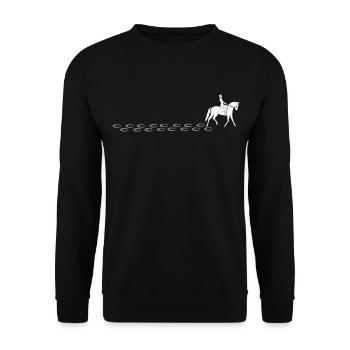 Reiten Geschenkidee Pferdemotiv Pferdebesitzer - Unisex Pullover - Schwarz - Vorne - Alina (178cm) & Michal (187cm)
