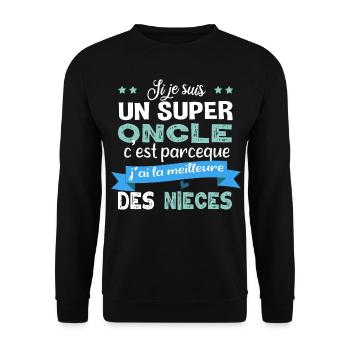Super oncle. Cadeau famille nièce tonton humour - Sweat-shirt Unisexe - noir - Devant - Alina (178cm) & Michal (187cm)