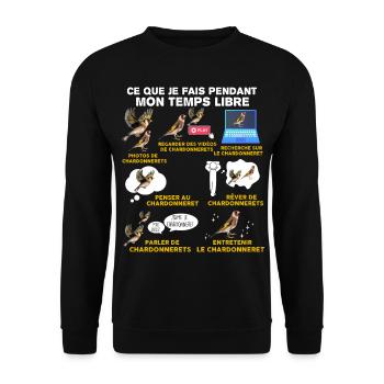 Oiseau, Chardonneret, idée cadeau passion animaux - Sweat-shirt Unisexe - noir - Devant - Alina (178cm) & Michal (187cm)