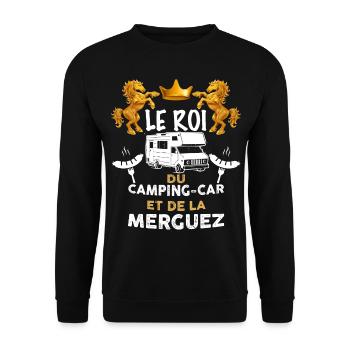 Roi du camping-car roi de la merguez - Sweat-shirt Unisexe - noir - Devant - Alina (178cm) & Michal (187cm)