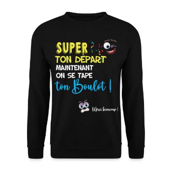 Collègue départ cadeau humour 36.png - Sweat-shirt Unisexe - noir - Devant - Alina (178cm) & Michal (187cm)