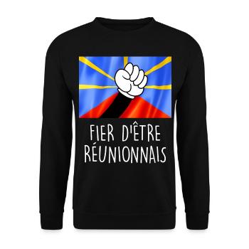 Fier d'être réunionnais Cadeau Drapeau Réunion - Sweat-shirt Unisexe - noir - Devant - Alina (178cm) & Michal (187cm)