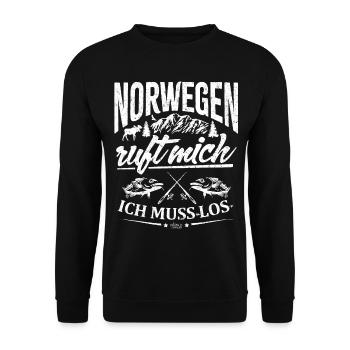 Norwegen ruft mich - Angeln - Unisex Pullover - Schwarz - Vorne - Alina (178cm) & Michal (187cm)