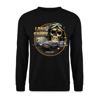 FU4 Consair Einsamer Hai - Unisex Pullover - Schwarz - Vorne - Alina (178cm) & Michal (187cm)