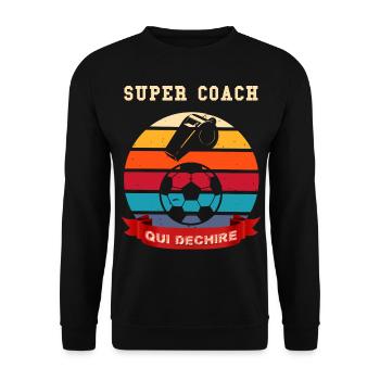 Supertrainer, der den Humor im Fußball zerreißt - Unisex Pullover - Schwarz - Vorne - Alina (178cm) & Michal (187cm)