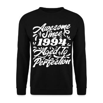 Awesome Since 1994 - Bis zur Perfektion gealtert, Geschenk 1994 - Unisex Pullover - Schwarz - Vorne - Alina (178cm) & Michal (187cm)