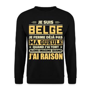 I'm Belgian - I don't shut my mouth - Unisex Sweatshirt - black - Front - Alina (178cm) & Michal (187cm)
