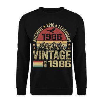 Vintage 1986 Birthday Gift 1986 - Born in 1986 - Unisex Sweatshirt - black - Front - Alina (178cm) & Michal (187cm)