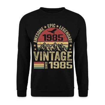 Vintage 1985 Cadeau Anniversaire 1985 - Né en 1985 - Sweat-shirt Unisexe - noir - Devant - Alina (178cm) & Michal (187cm)
