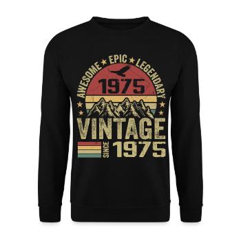Vintage 1975 Cadeau Anniversaire 1975 - Né en 1975 - Sweat-shirt Unisexe - noir - Devant - Alina (178cm) & Michal (187cm)