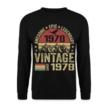 Vintage 1978 Cadeau Anniversaire 1978 - Né en 1978 - Sweat-shirt Unisexe - noir - Devant - Alina (178cm) & Michal (187cm)