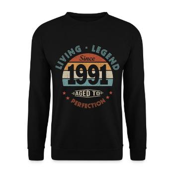 Legende seit 1991 lustiges Geschenk Geburtstag 31 Jahre - Unisex Pullover - Schwarz - Vorne - Alina (178cm) & Michal (187cm)
