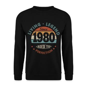 Legende seit 1980 Lustiges Geburtstagsgeschenk - Unisex Pullover - Schwarz - Vorne - Alina (178cm) & Michal (187cm)