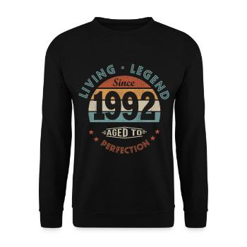 Legende geboren 1992 Geburtstagsgeschenk 30 Jahre - Unisex Pullover - Schwarz - Vorne - Alina (178cm) & Michal (187cm)